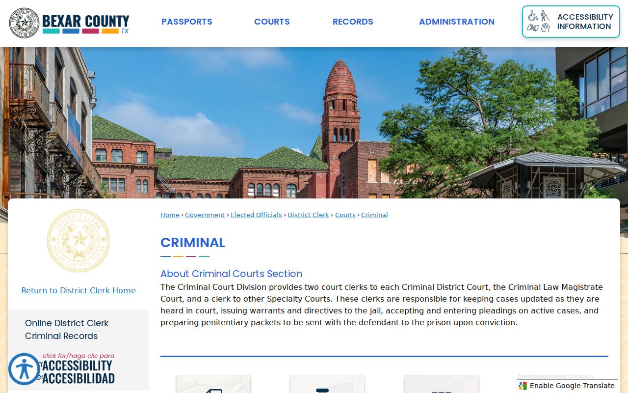 Bexar County criminal history and felony check operations