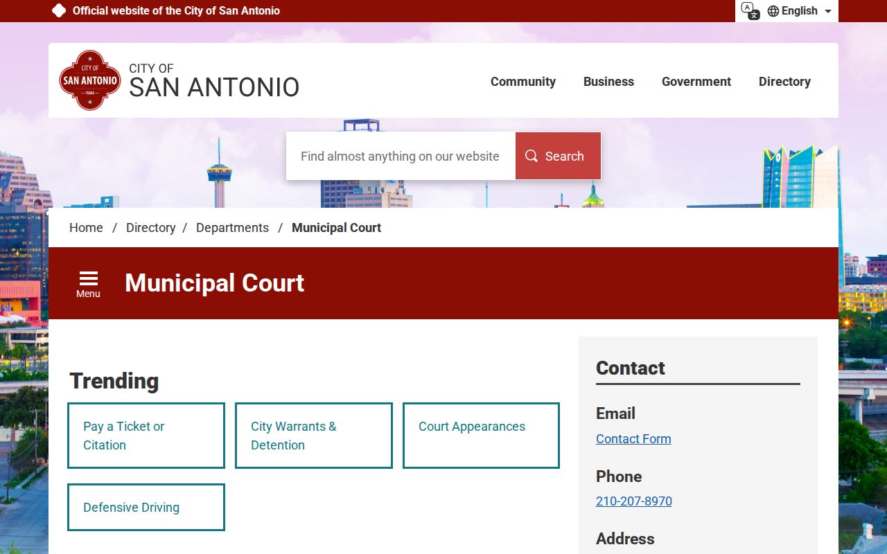 San Antonio Municipal Court official service gateway