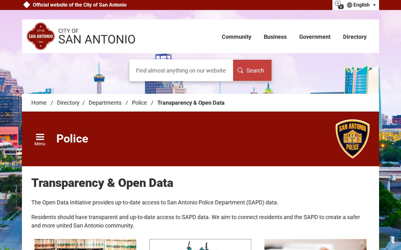 San Antonio Police reports and open records request page