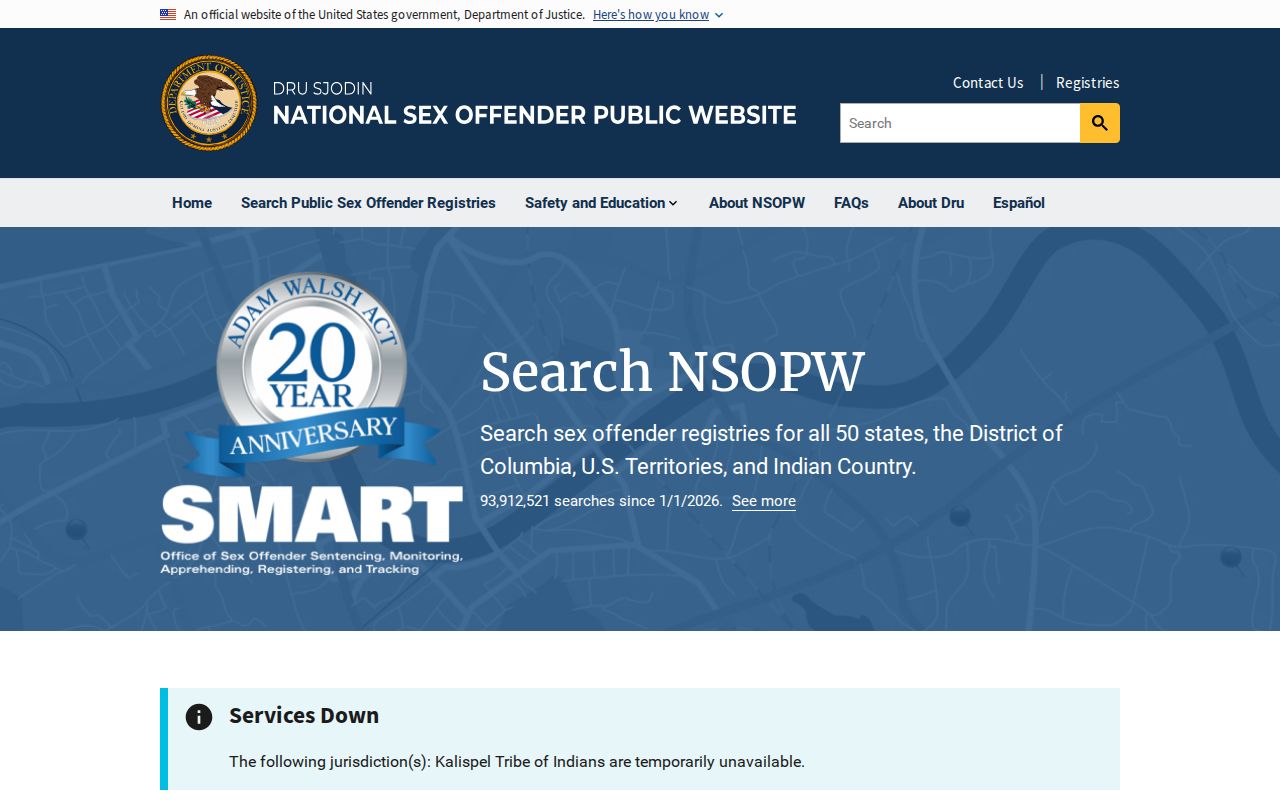 National Sex Offender Public Website search interface